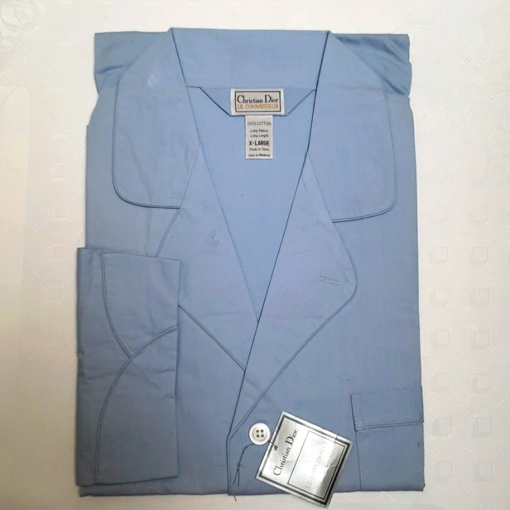Vtg New Dior Le Connaisseur Cotton 100% Pajama Set 2-piece XL